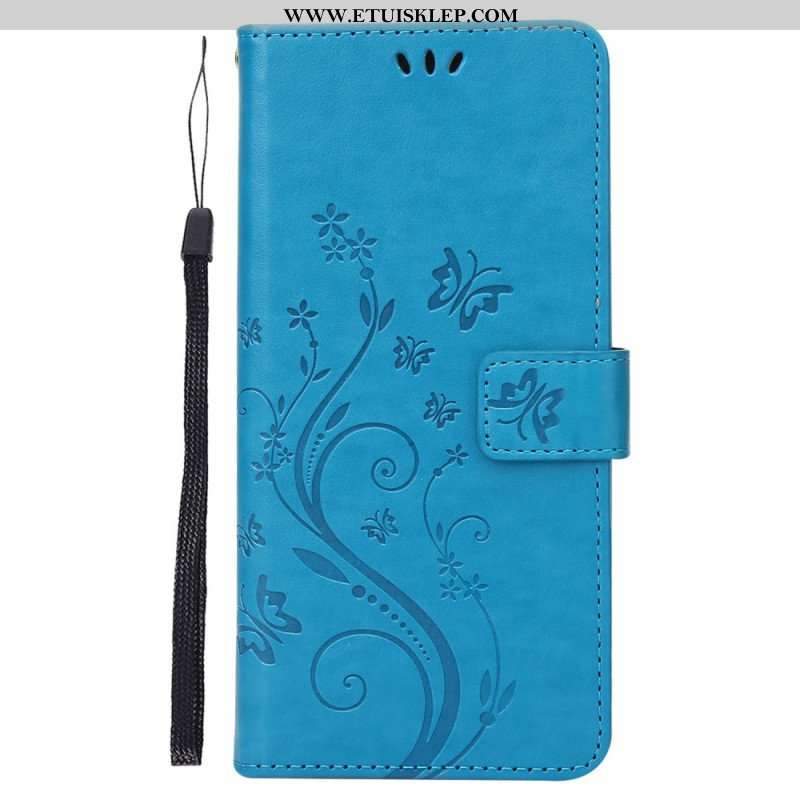 Etui Folio do Google Pixel 7 z Łańcuch Pasek Pro Flowers And Butterfly